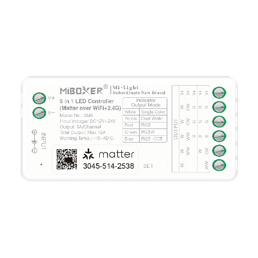 [20220] Controlador LED 5 en 1 Matter over WiFi 2.4GHz (MiBoxer SM5)