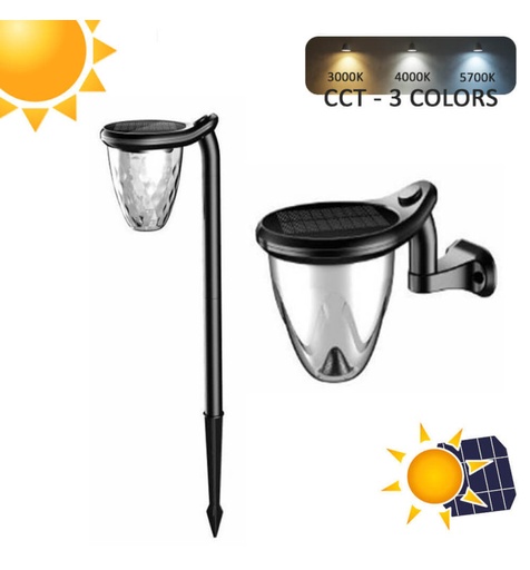 [sg-3cct91795] Aplique Solar LED 3X1 - 1W - CCT - IP54
