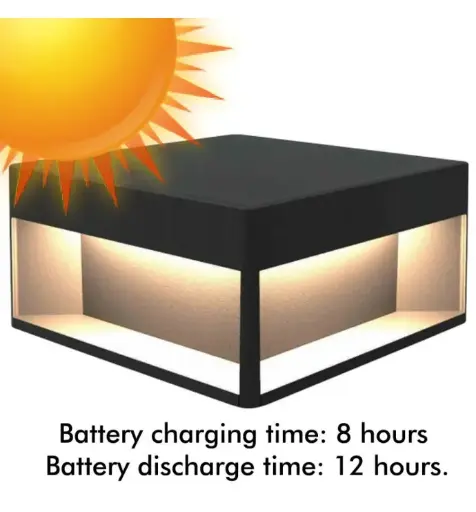 [91105] Baliza Solar LED - Sobremuro - Cuadrada - Aluminio