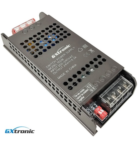 [91663] Fuente Alimentación 24V 150W 6.3A Aluminio IP20 - GXTronic