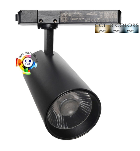 [90768-cct] Foco LED 40W - 34W NEW MAYA Negro Carril Monofsic