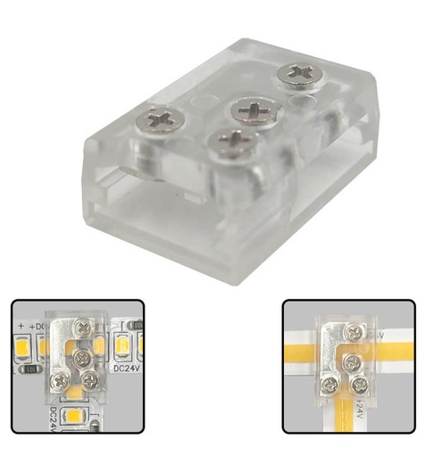 [BC110-L2-10MM] Conector Transparente Para Unin L Tiras LED COB