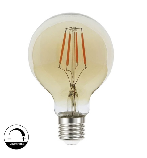 [g80dim6w] Bombilla LED Filamento Vintage 6W E27 G80 Gold 3k
