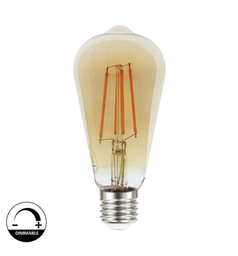 [st64dim8w] Bombilla LED Filamento Vintage 8W E27 Gold ST64